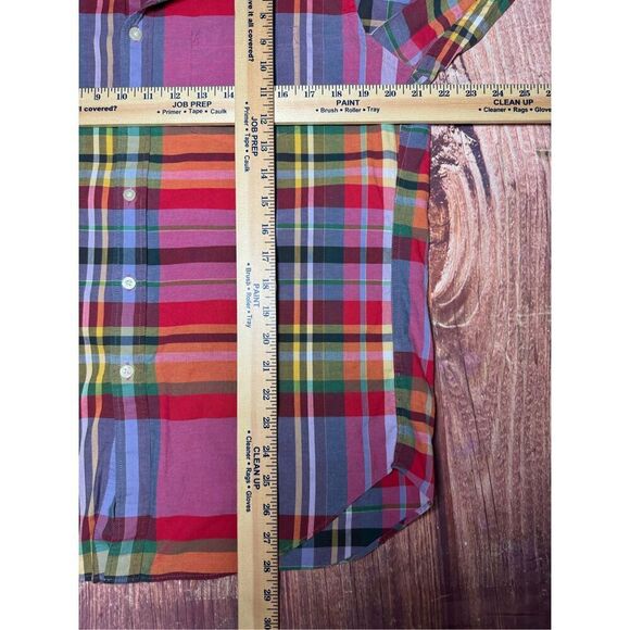 J.Crew Factory Summer Plaid Shirt Men's Size Medium Long Sleeve Button-Up Shirt - Picture 9 of 10